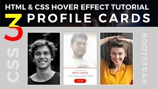 3 Profile Cards UI Design With Cool Image Hover Effect - Html & CSS User Interface Design