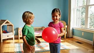 Uşaqlar Və Balon Qız Və Oğlanın Sevimli Və Əyləncəli Balon Macərası