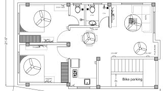 21 x 35 larets 2 bedroom house plan with furniture and electrical plan