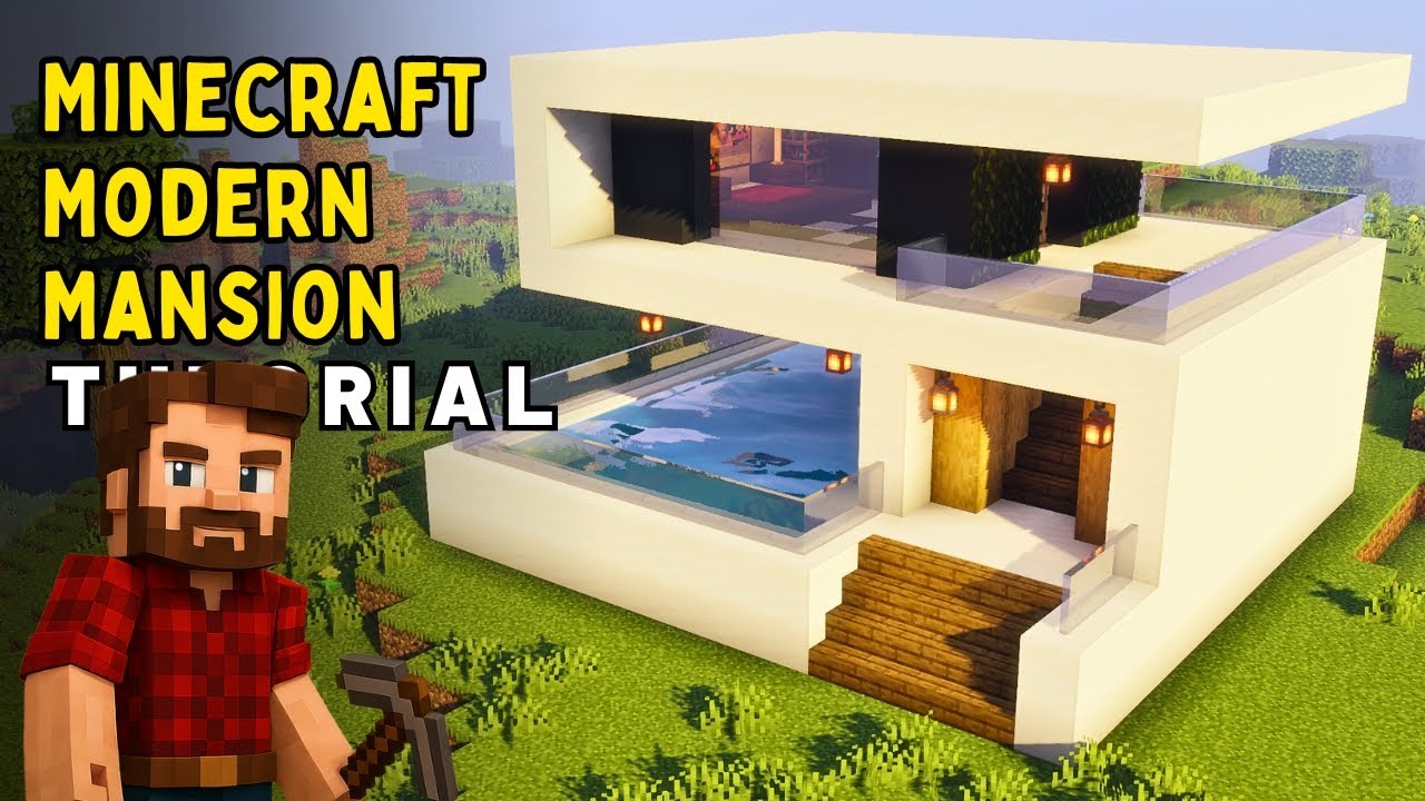 Minecraft Luxury Mansion Build – Modern House with Pool - YouTube
