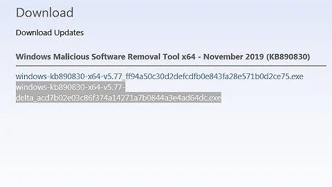 Windows Malicious Software Removal Tool x64 - November 2019 (KB890830) Fixed