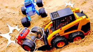 Blaze des Monster Machines coincé dans le sable. Vidéo en français pour enfants.