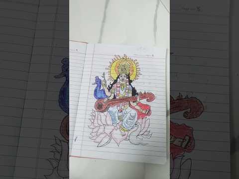 Maa saraswati🙏🤩 drawing #shorts #smartphone #artist