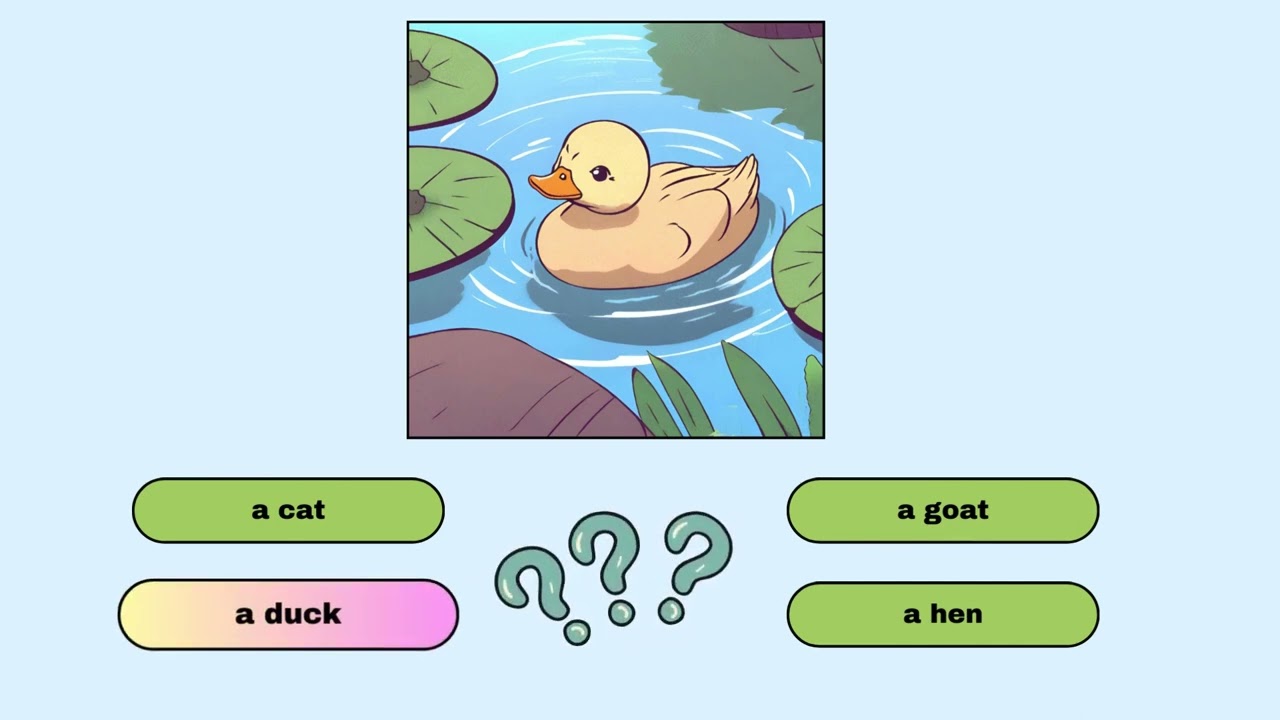 Farm animals Lesson and quiz for early language learners and ENL. Inglés para niños