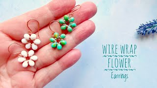 Wire Wrap Flower Earrings