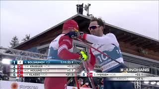 Победный финиш Большунова в скиатлоне на чемпионате мира