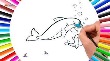 Vẽ Và Tô Màu Con Cá Heo|How to Draw and Coloring Dolphin for Kids
