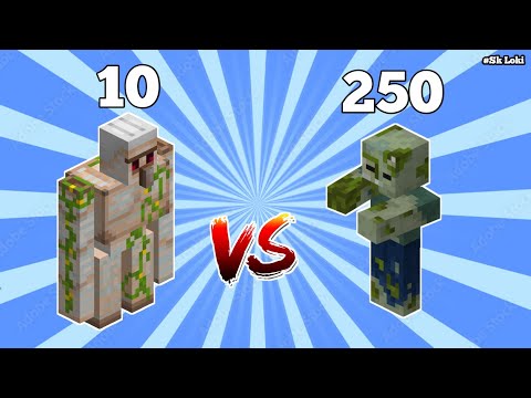10 Iron Golems 💪 vs 250 Zombies 🧟 | Minecraft Ultimate Fight