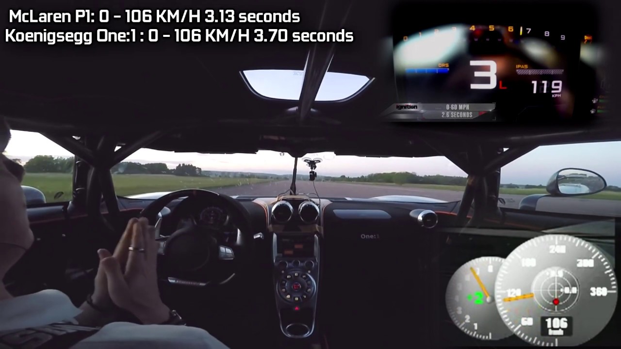 Koenigsegg-One:1-vs-McLaren-P1-0---250-KM/H-(Speed-O-Meter-...