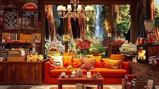 Smooth Jazz Music Mixed With The Crackling Fire ☕ Warm Coffee Space