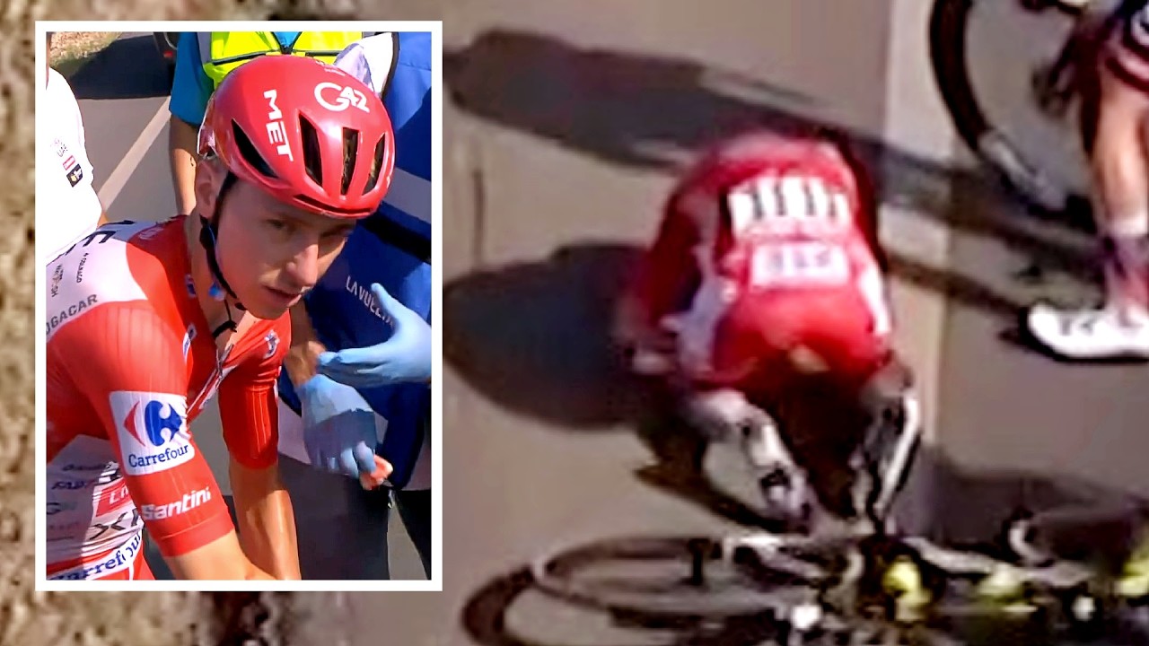 Tadej Pogacar Terrible Crash in the Red Jersey | Vuelta a España 2026 Stage 8