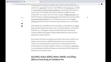 #Ethereum #tokens #Dai,#Golem,#Maker,#Zilliqa  launched on @Coinbase Pro in select jurisdictions
