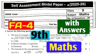 AP FA-4 Class 9 Maths Model Paper 2025-26 |Maths Important Questions with Answers