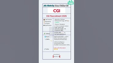 CGI Recruitment 2025 | Apprentice/Software Development Engineer | Chennai, Bangalore location