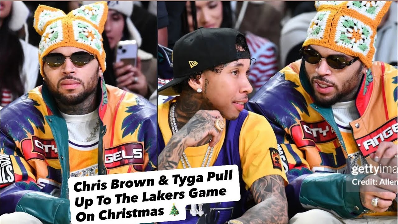 Chris Brown & Tyga Pull Up To The Lakers Game On Christmas (Wow)