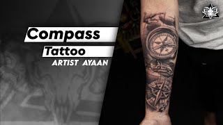 Half sleeve Compass Tattoo | Artist Ayaan | Aries Tattoo Studio