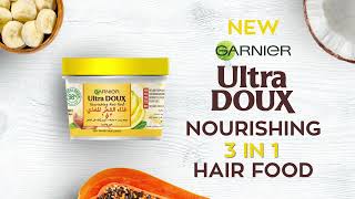 New Garnier Ultra Doux Hair Food 3-in-1: Hot Oil Bath, Mask & Leave-in!