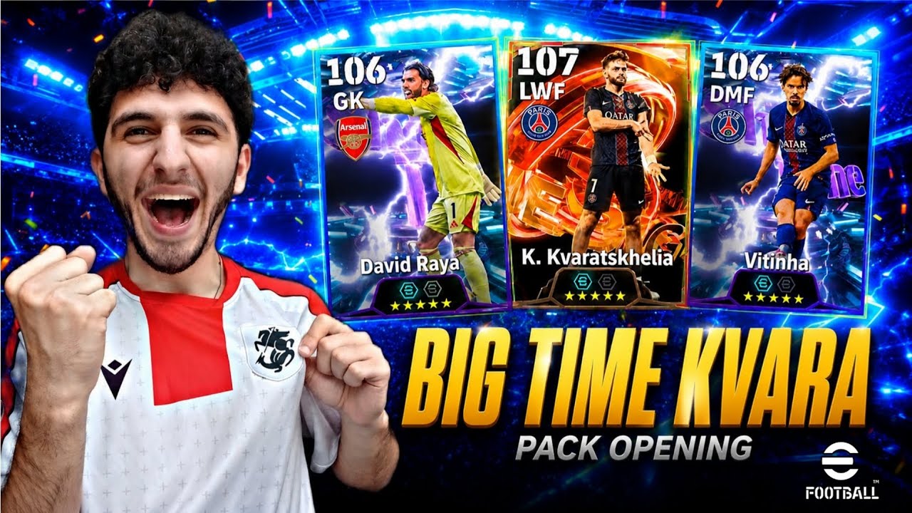 107 Big Time Kvaratskhelia Pack opening  - გავწურეთ კვარააა!!!😱 Efootball 2026 mobile 💜