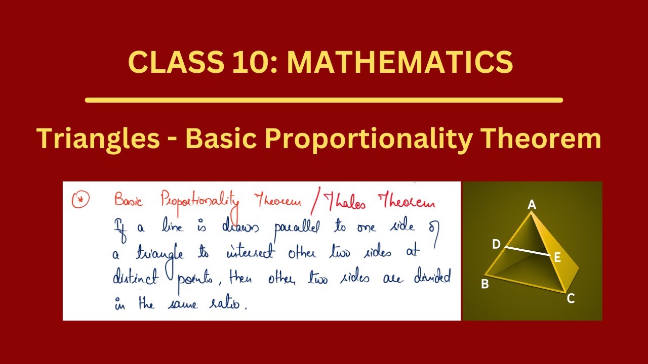 Class 10 I Mathematics I Triangles I Basic Proportionality Theorem or ...