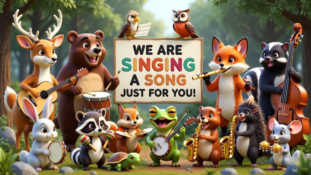 Animal Singing and Dancing in the forest 3D Cartoon Animals Singing | Fun Song for Children