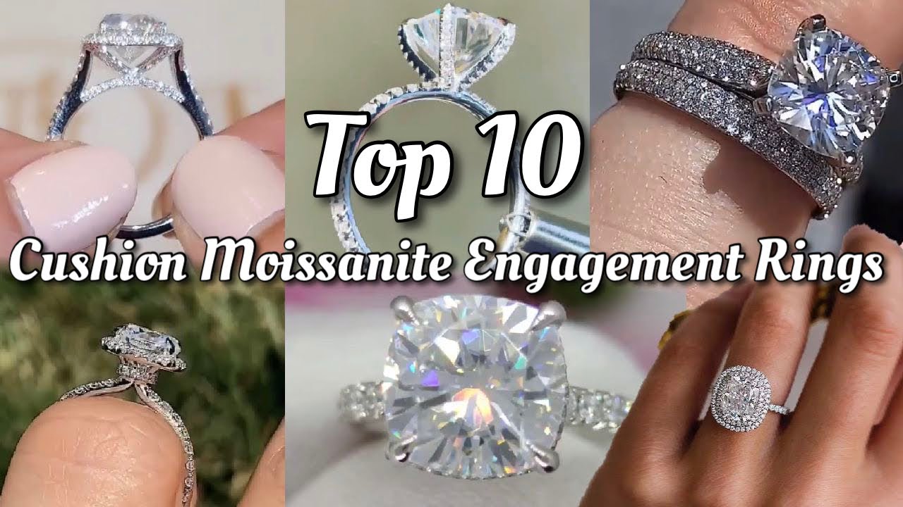 Top 10: Cushion Moissanite Engagement Rings! + links to purchase!