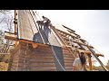 Off Grid Log Cabin S 2 Ep 12 / Teaching my Girlfriend Woodworking (Building Roof)