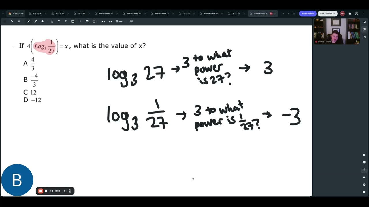 Solving Logarithmic Equations: log base 3 of 1/27