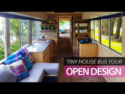 School bus conversion small home | tour | Off-grid family tiny house