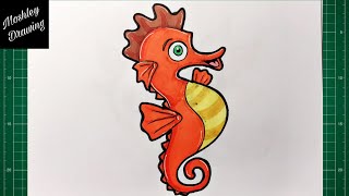 How to Draw a Cartoon Seahorse