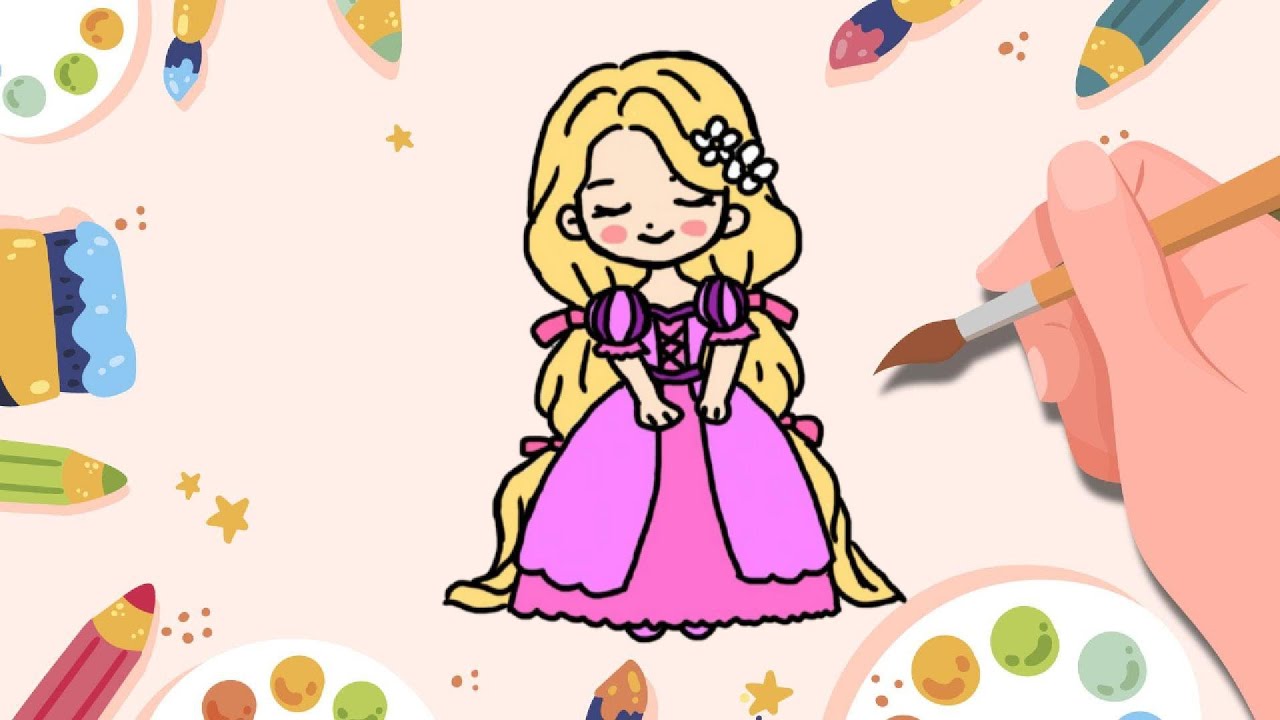 簡単お絵かき】かわいいラプンツェルの描き方｜子供向けイラスト｜How
