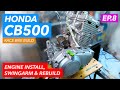 Honda CB500 Race Bike Build (Part 8) Engine install, rebuilding the bike, swingarm & exhaust pc32