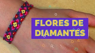 Pulsera de Hilo: Flores de Diamantes (intermedio)