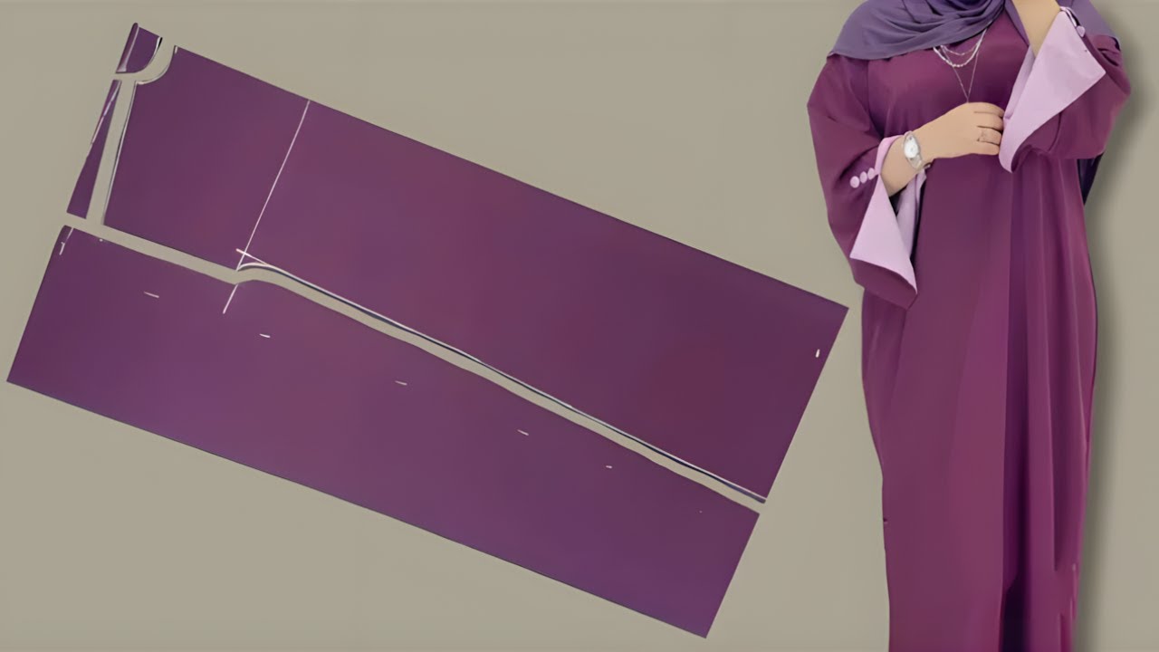 أسهل طريقة تفصيل وخياطة فستان عباية أنيق جدًا | موديل عباية تركي راقي | عباية رمضان 