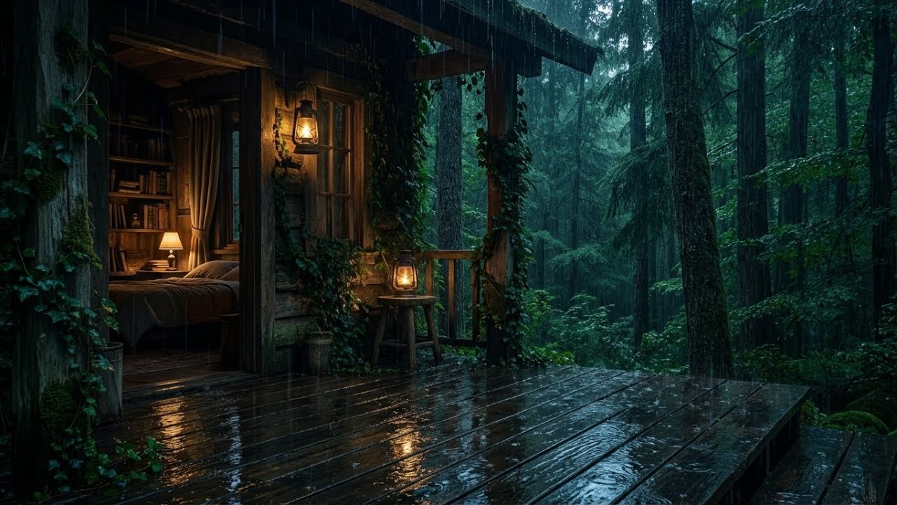 Deep Healing | Rain piano for sleep | Rainy Cabin Porch | Mindful Rest 🌿