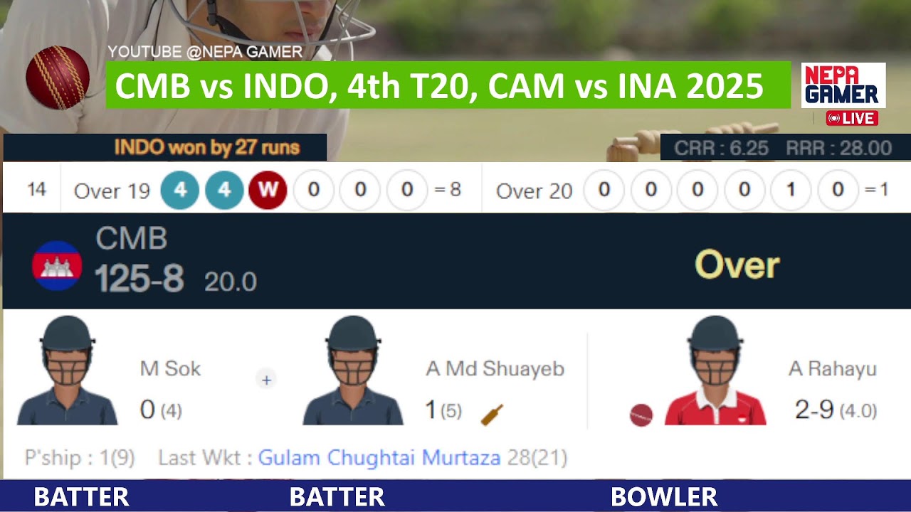 CMB vs INDO, 4th T20, CAM vs INA 2025 live