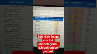 200 High Da pa sites list #seo #backlinks #offpageseo #youtubeshorts