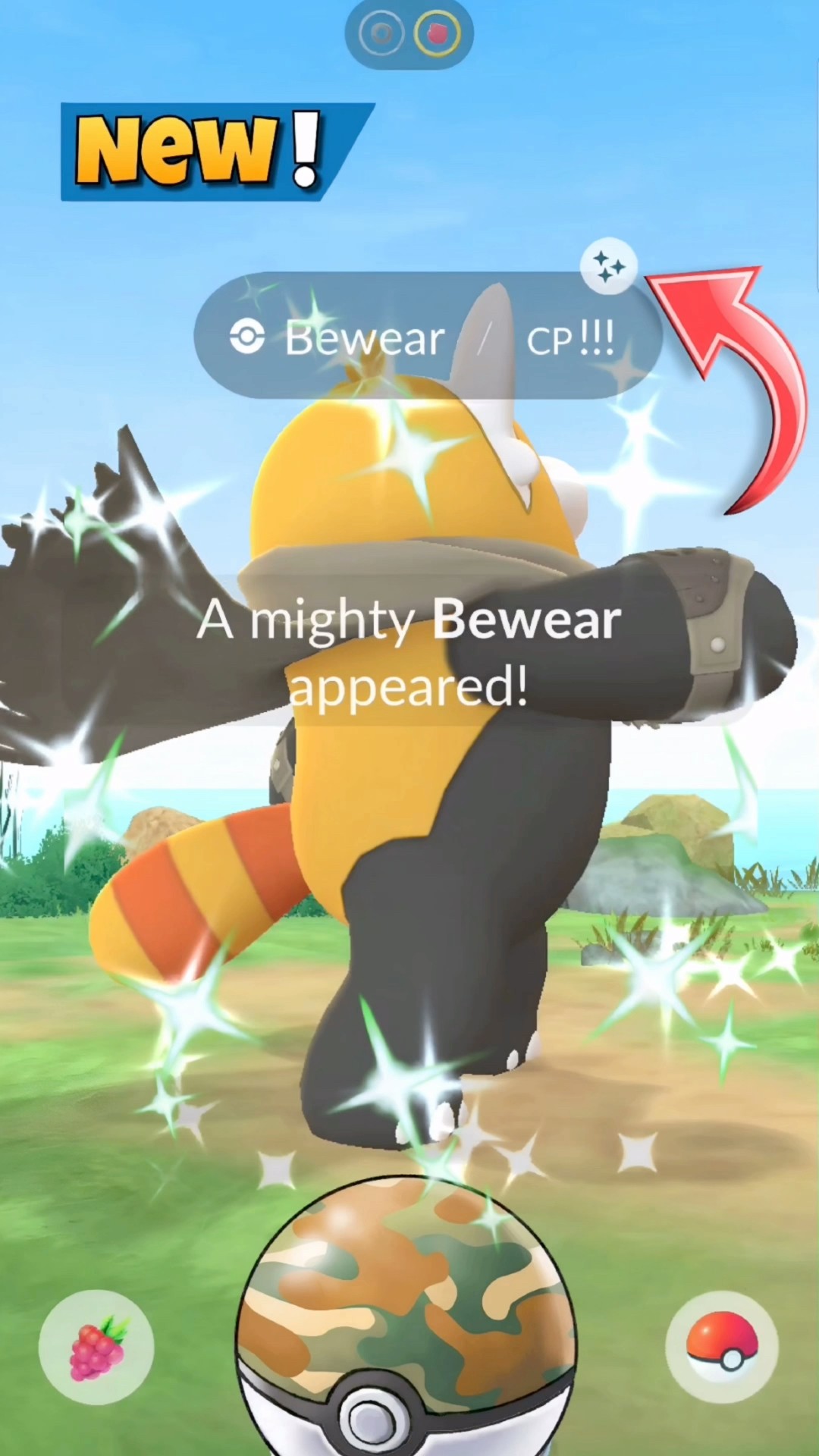 Pokémon Go ✨ Shiny Bewear – Wilderness Cape Special Background – 80k OR 1M Dust Trade