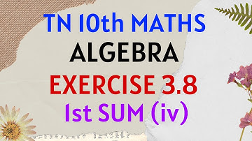 10th std ALGEBRA EXERCISE 3.8. 1st (iv)  SUM
