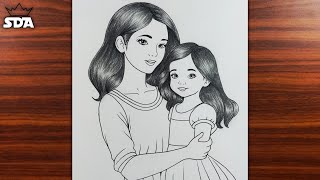 How to Draw a Mother and Daughter ❤️ Mother's Day Love Drawing