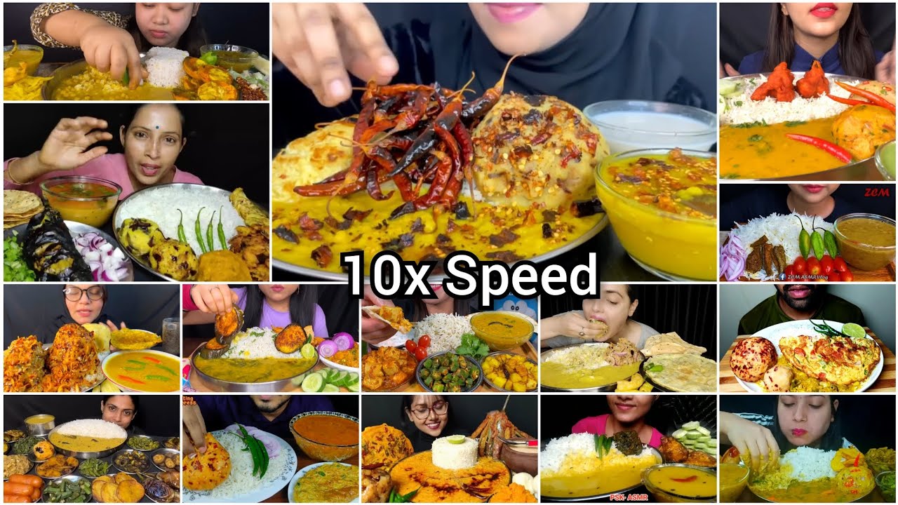 ASMR Food Compilation || Dal Chawal, Aloo Bhorta, Baigan Pakoda & Onion Omlette | Simple Eating ASMR