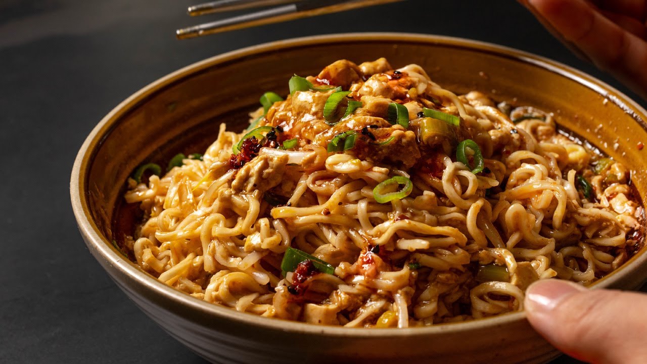 🌿New ways to eat silken tofu | Noodles with Spicy Tofu Sauce [ EASY & VEGAN ]