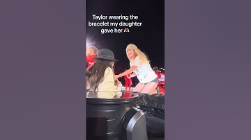 Taylor Swift receiving a friendship bracelet from a little fan 🥹🥺