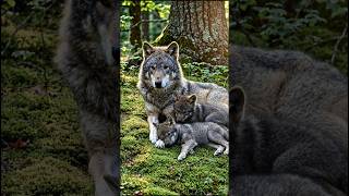 Wolf Family Resting in the Wild | Cute Wolf Cubs Relaxing Nature Scene 🌿