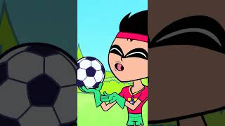 The Teen Titans are big fans of football… literally! ⚽️ #TeenTitans #WorldCup