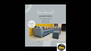 Celebrity sitting capacity 9 seater, color teal blue, style modern, with center table, + puffy, + cushions. Net Worth