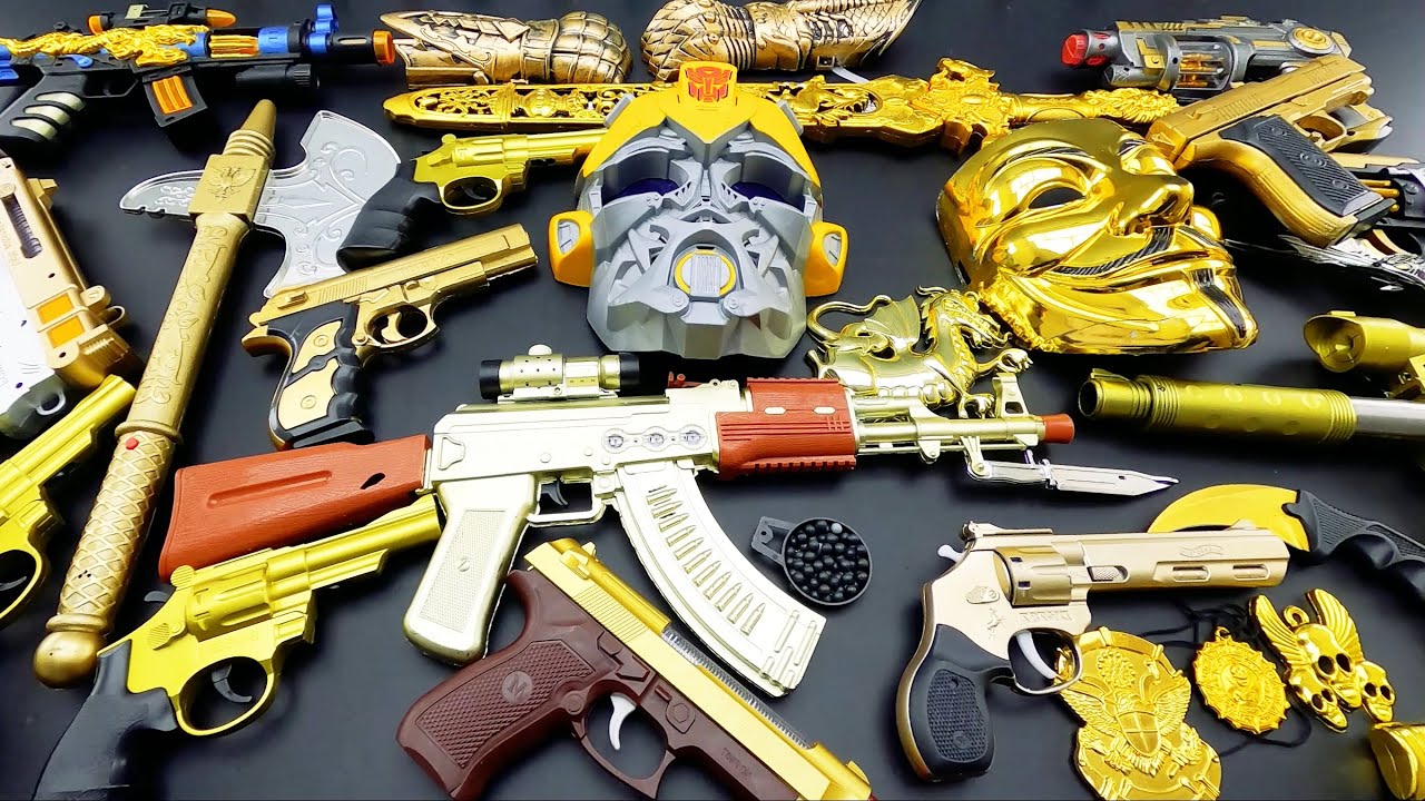 Unboxing the CRAZIEST GOLD WEAPON BOX! AK-47 Sniper, Golden Desert Eagle, Sheriff Revolver & Masks!