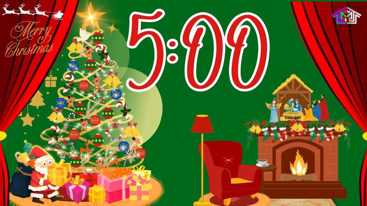 5Minute Countdown Timer with Music & Alarm Fireplace 🤍🎼⏰🎄 YouTube