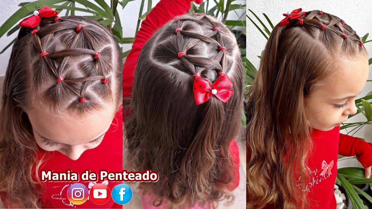 Penteado Infantil com ligas para cabelo curto, médio ou longo - thptnganamst.edu.vn