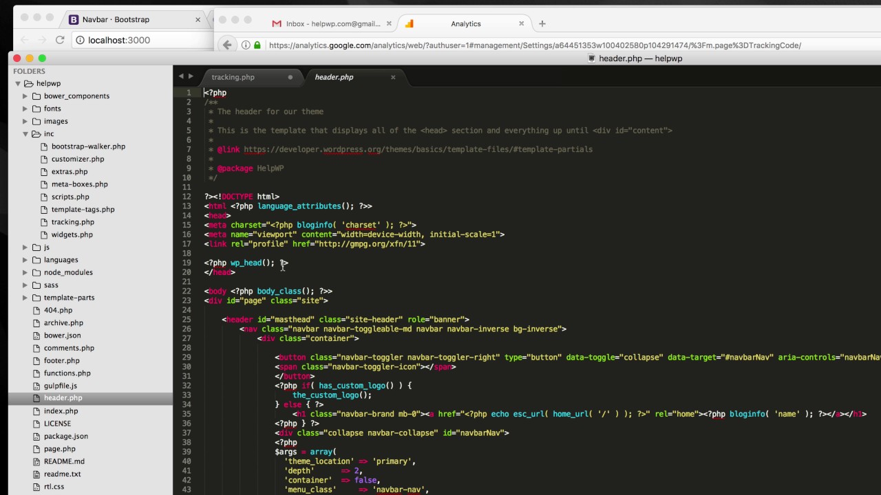 How to add Google Analytics to a WordPress Theme - YouTube