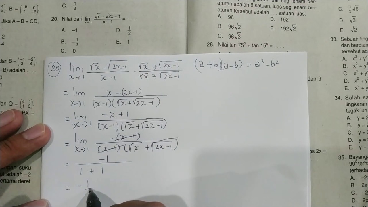 Post7 #CONTOH SOAL LIMIT FUNGSI ALJABAR PART 1 (PREDIKSI ...